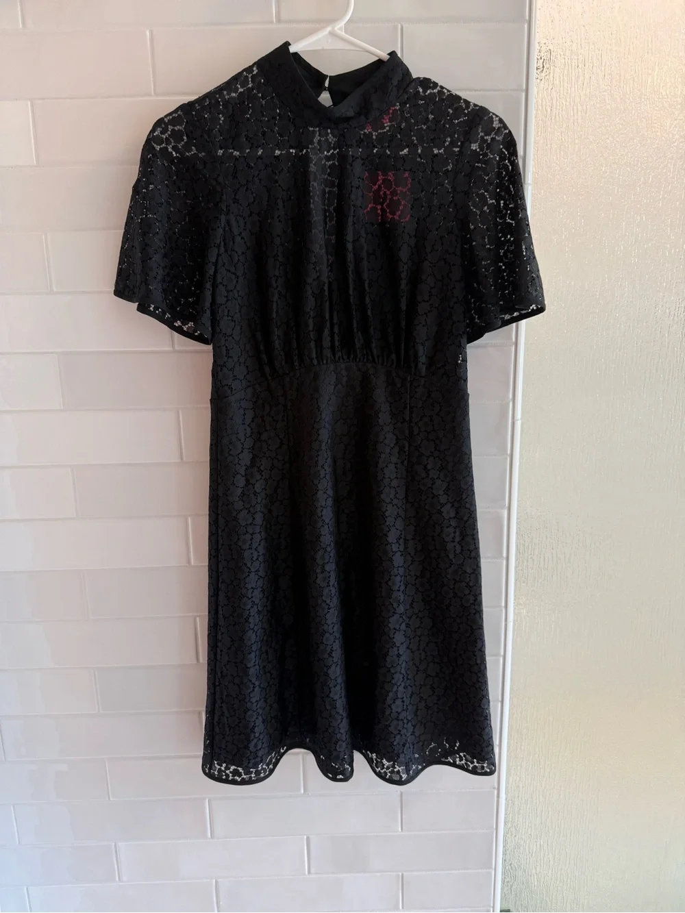 kate spade Flora Leopard Lace Black Short Sleeve Fit-and-Flare Mini Dress